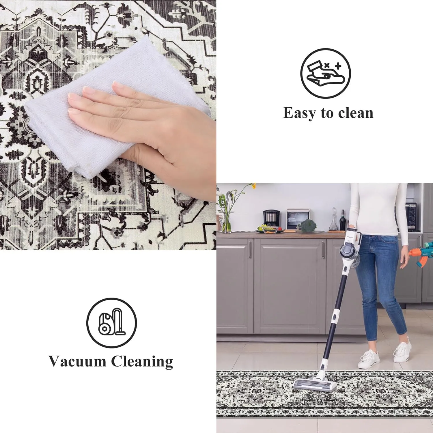 Cushioned Kitchen Rug Sets 3 Piece Anti Fatigue Kitchen Mats for Floor Non Slip Waterproof Kitchen Rugs and Mats Comfort Standing Mat Runner for Home Office,Sink,Laundry