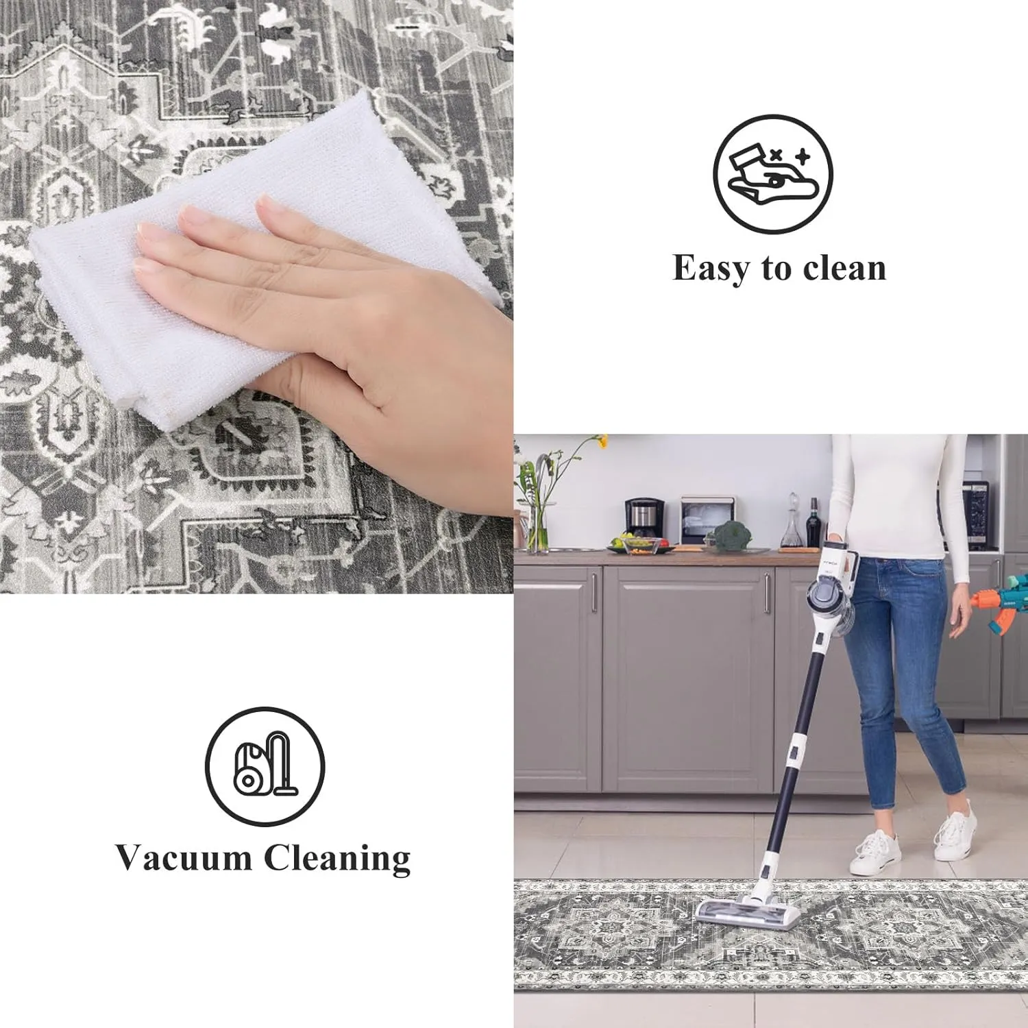 Cushioned Kitchen Rug Sets 3 Piece Anti Fatigue Kitchen Mats for Floor Non Slip Waterproof Kitchen Rugs and Mats Comfort Standing Mat Runner for Home Office,Sink,Laundry