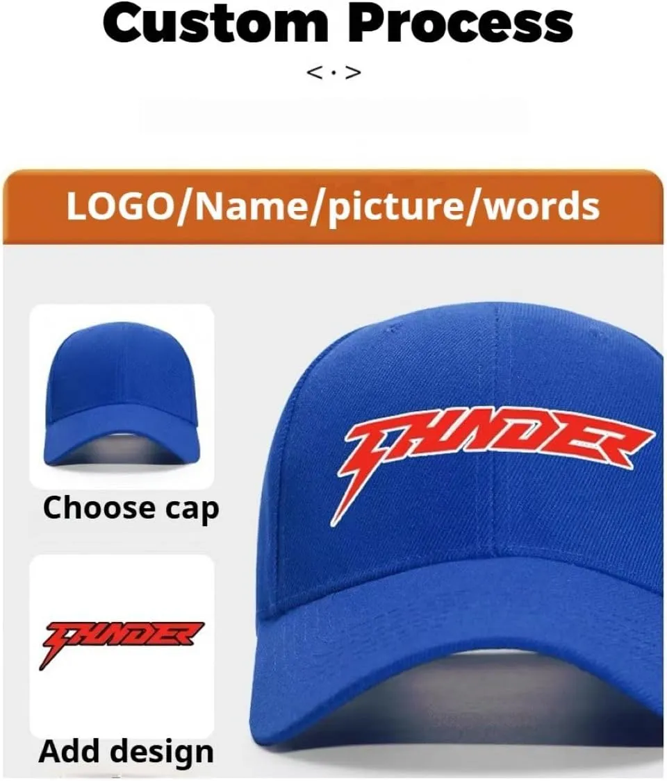 Custom Baseball Cap, 4-Side Custom Text/Logo/Photo, Breathable Adjustable Trucker hat Team Cap Casual Sun hat Gift for Family