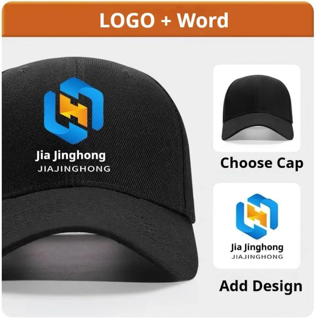 Custom Baseball Cap, 4-Side Custom Text/Logo/Photo, Breathable Adjustable Trucker hat Team Cap Casual Sun hat Gift for Family