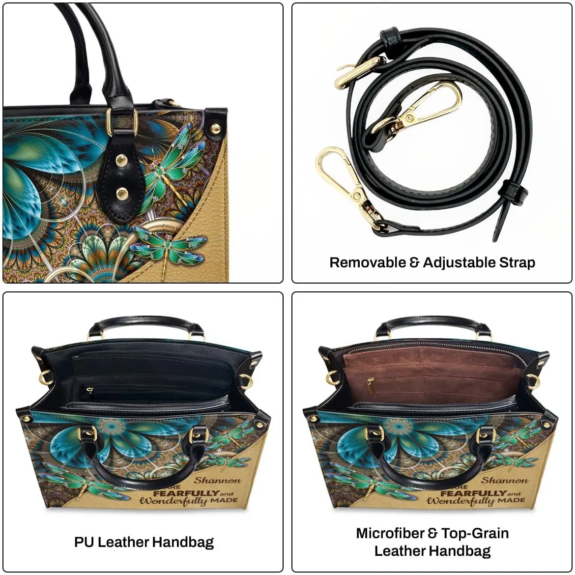 Custom Name Leather Handbags For Women - Christmas Gifts For Women - Christian Gifts