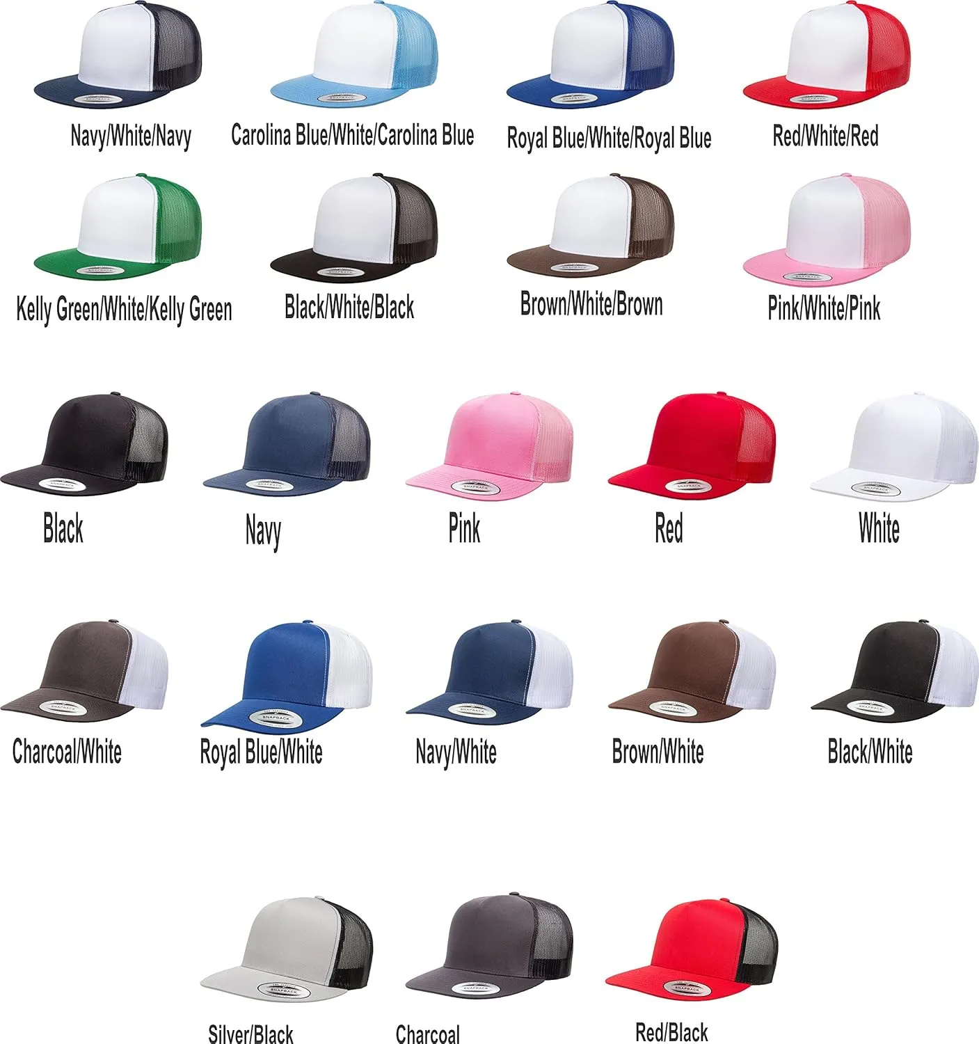 Custom Trucker Flatbill Hat YP 6006 Embroidered Your Text Snapback