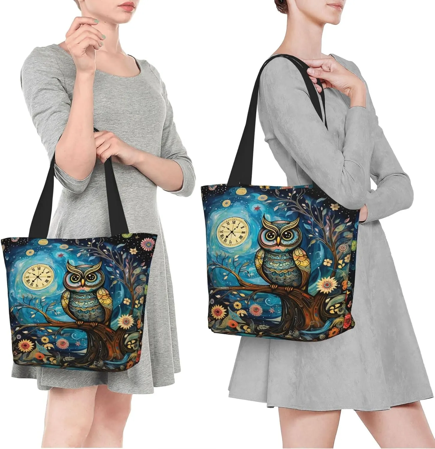 DADABULIU Tote Bag Reusable Grocery Bag Shoulder Bags with Zipper for Travel Beach Shopping Work Over 12 Years Old
