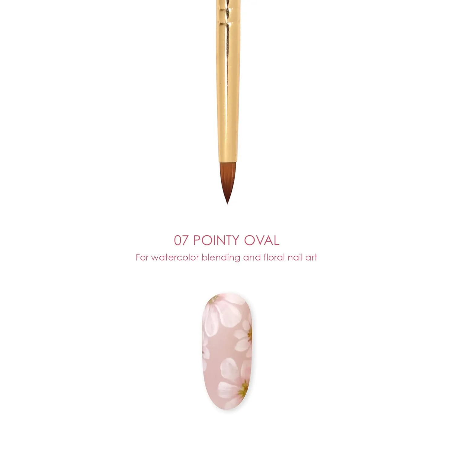 Daily Charme Nail Art Brush 07 Pointy Oval, Cone Shaped Oval Brush, Designed for Watercolor Blending and Floral Nail, Art DIY/Professional