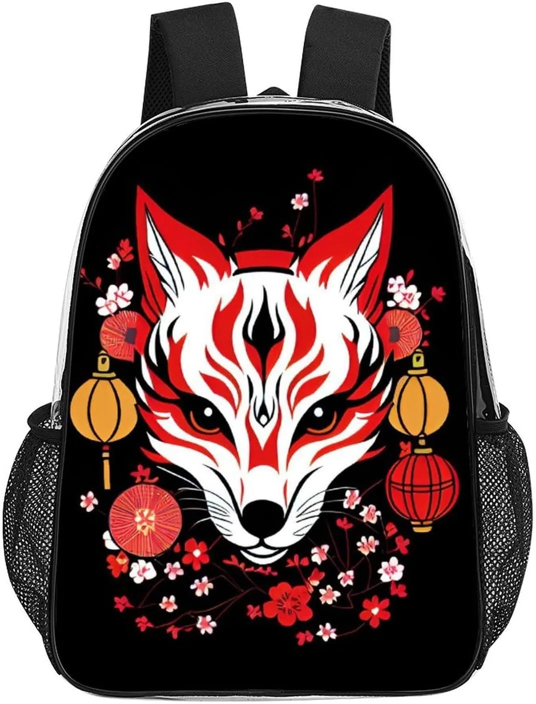Daypack Anti-Theft Multipurpose Large Capacity Shoulder Bag - Japanese Kitsune Fox Magical Art Travel Hiking & Camping Rucksack Transparent Bag