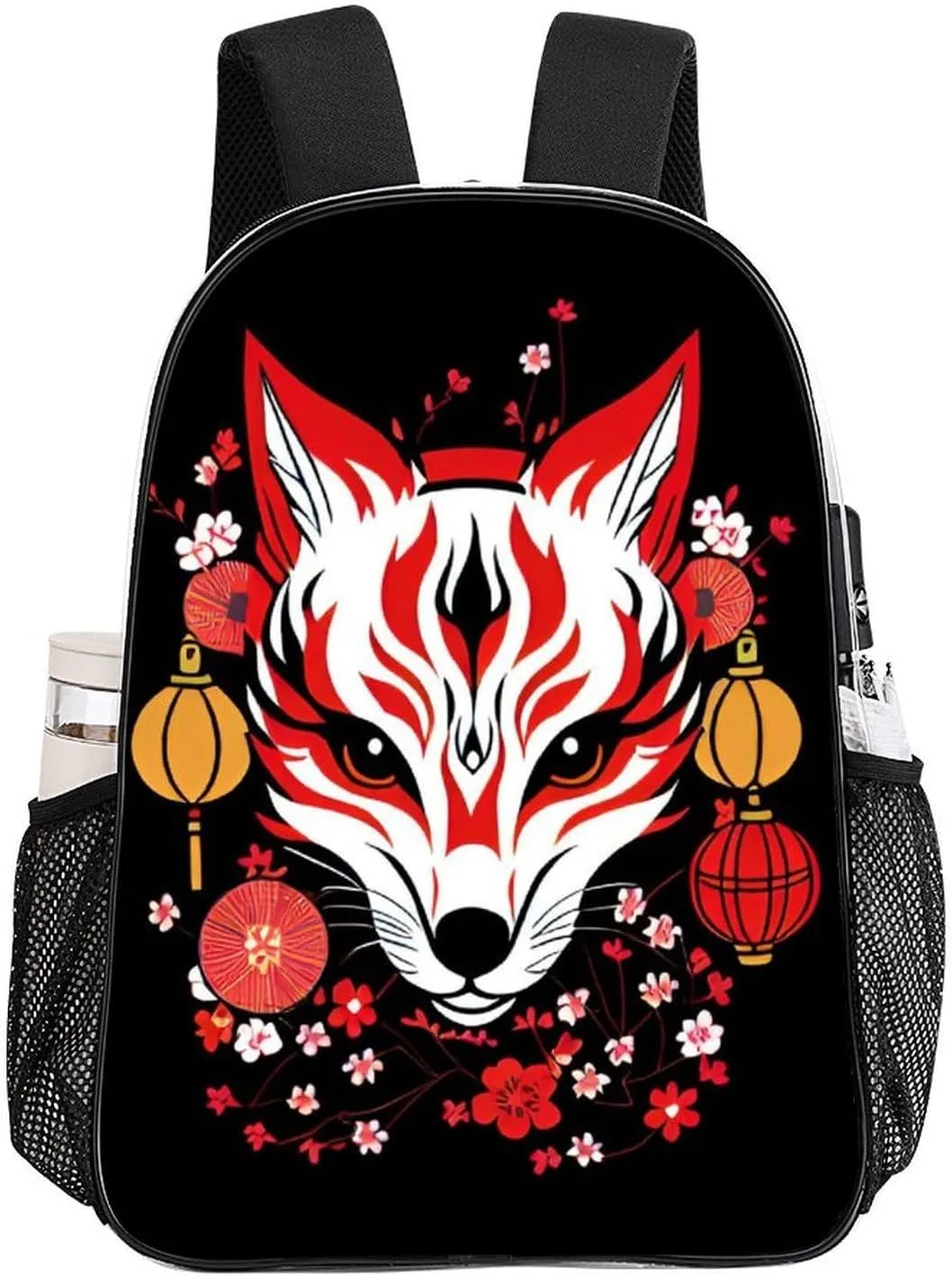 Daypack Anti-Theft Multipurpose Large Capacity Shoulder Bag - Japanese Kitsune Fox Magical Art Travel Hiking & Camping Rucksack Transparent Bag