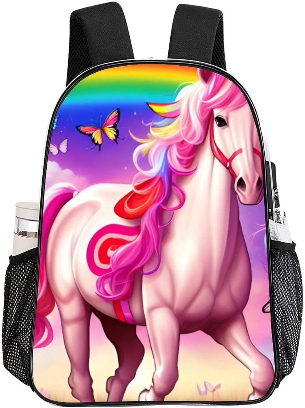Daypack Backpack Anti-Theft Multipurpose Large Capacity Carry On Bag - Rainbows Unicorns And Butterflies Art Traveling & Camping Backpack Transparent Bag