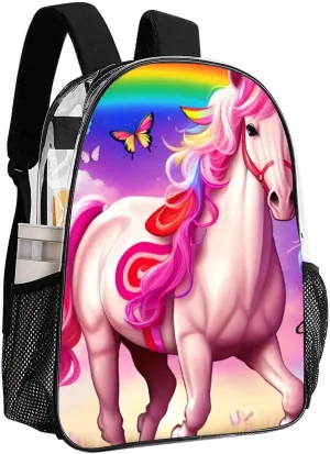 Daypack Backpack Anti-Theft Multipurpose Large Capacity Carry On Bag - Rainbows Unicorns And Butterflies Art Traveling & Camping Backpack Transparent Bag