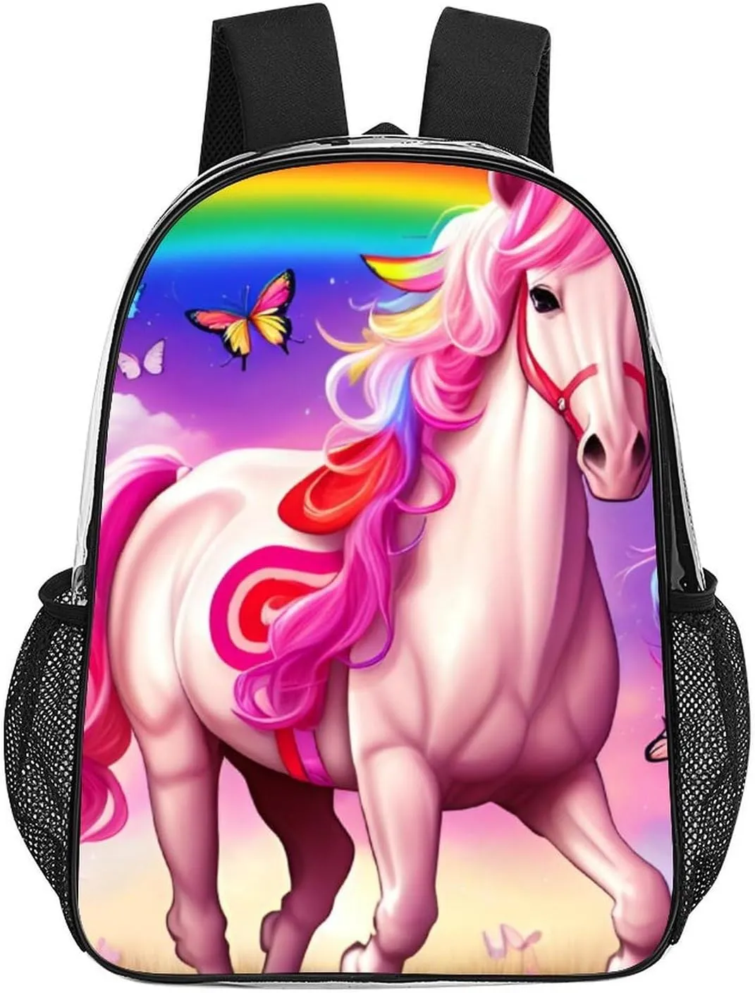 Daypack Backpack Anti-Theft Multipurpose Large Capacity Carry On Bag - Rainbows Unicorns And Butterflies Art Traveling & Camping Backpack Transparent Bag