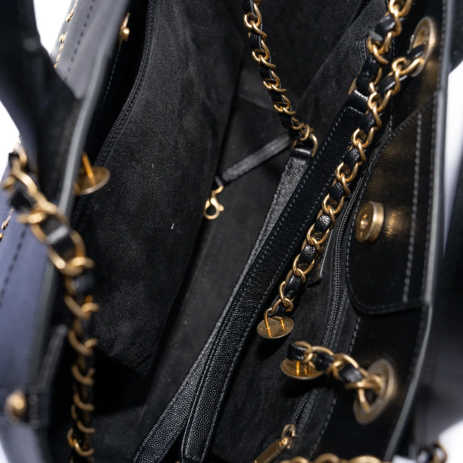 Deauville Small Studded Black Caviar Leather Tote Bag Seri 26 GHW