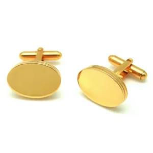 Deep-sided Oval Gold Cufflinks
