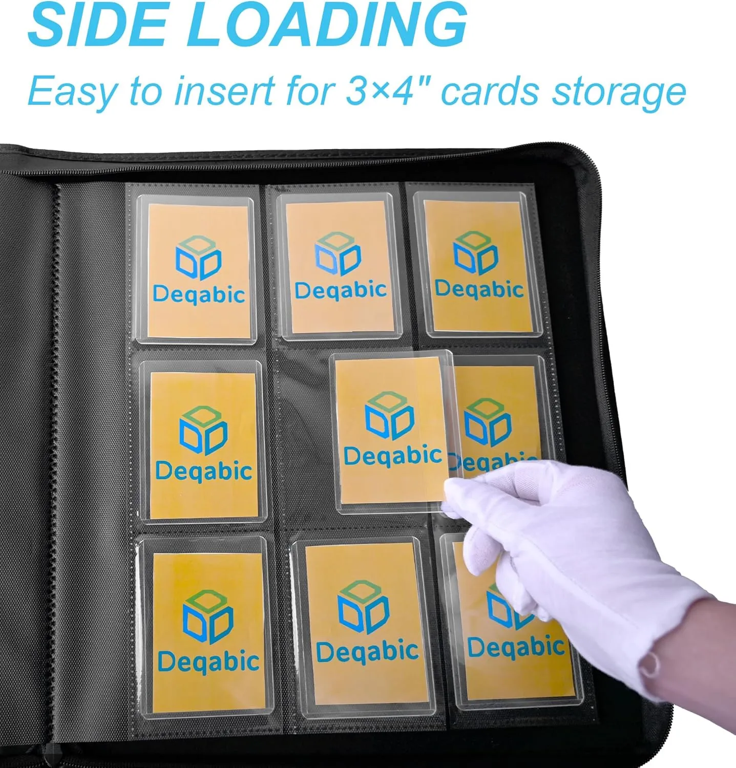 DEQADIC Card Binder for Top Loaders, 9 Pocket Holds 288 Cards, 20 Toploaders INCLUDED, Side Loading Ringless Card Collection Binder for Sports Game, Orange