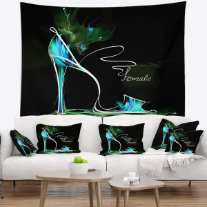 Designart ' Green High Heel Show' Abstract Tapestry Blanket Décor Wall Art for Home and Office Large: 50 in. x 60 in