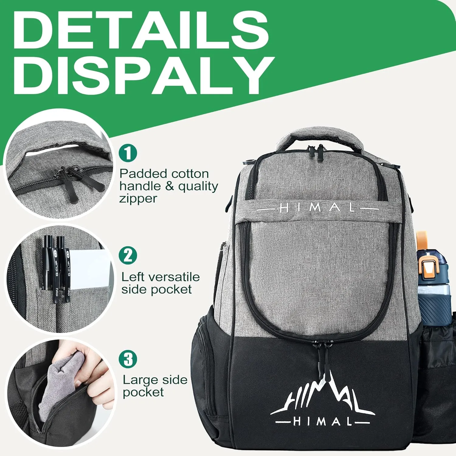 Disc Golf Bag Holds 22  Discs, Durable Disc Golf Backpack with Large Capacity, and Multiple Storage Pockets