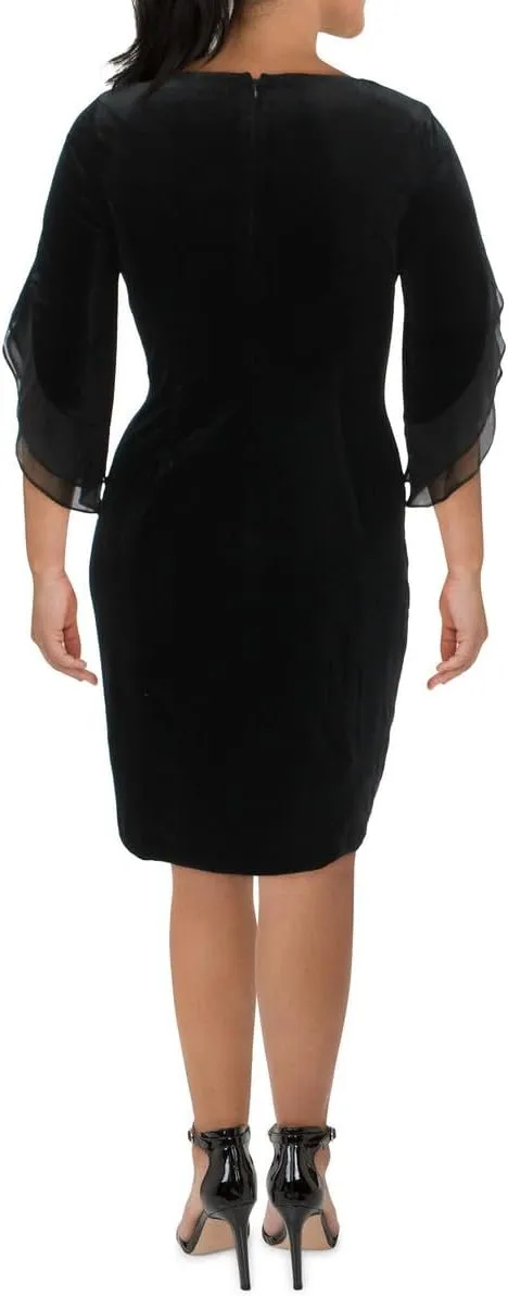 DKNY womens 3/4 Chiffon Sleeve Sheath Dress