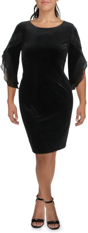 DKNY womens 3/4 Chiffon Sleeve Sheath Dress
