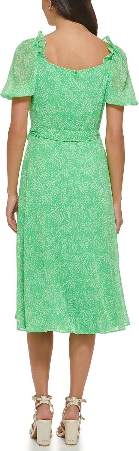 DKNY womens 3/4th Sleeve Faux Wrap Dress