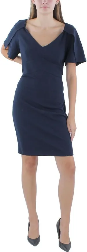 DKNY womens Cape Sleeve V-neck Midi Dress