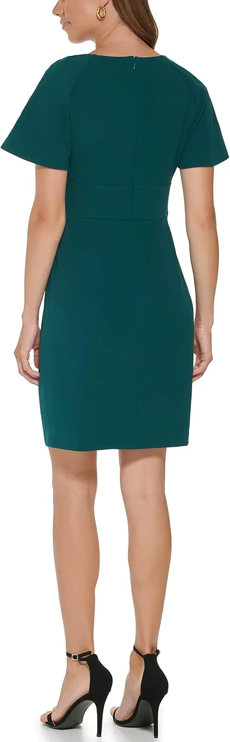 DKNY womens Cape Sleeve V-neck Midi Dress