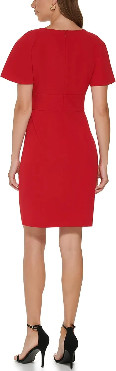 DKNY womens Cape Sleeve V-neck Midi Dress