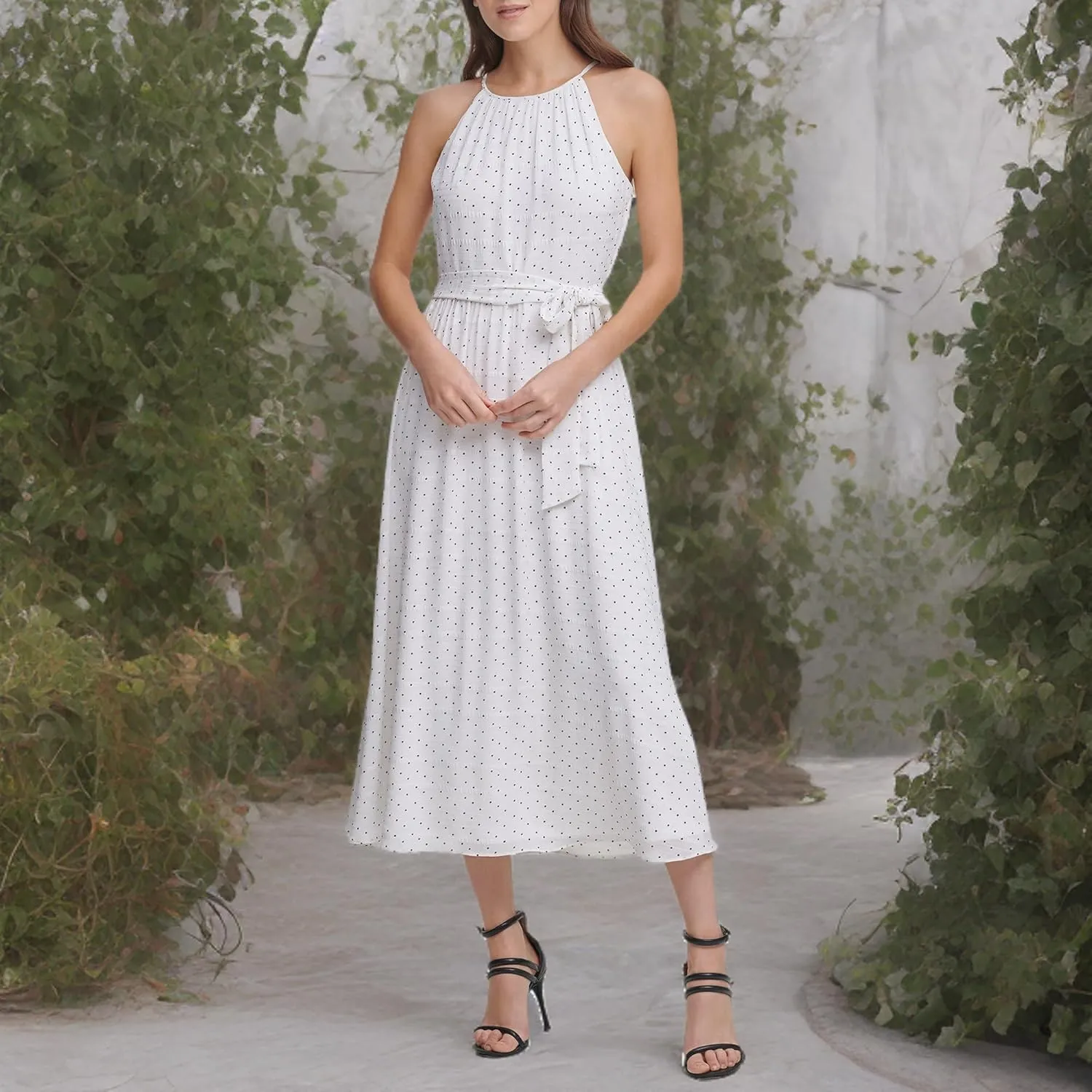 DKNY womens Fit and Flare Midi Dress