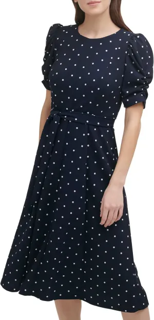 DKNY womens Jewel Neck Scuba Crepe Dress