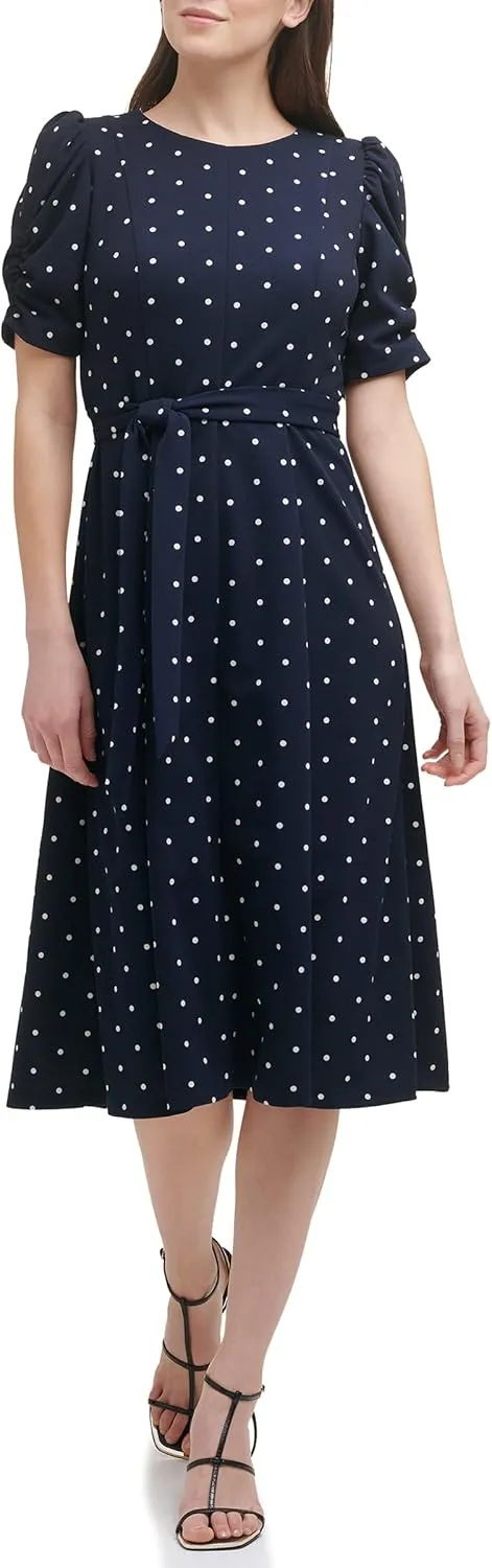 DKNY womens Jewel Neck Scuba Crepe Dress