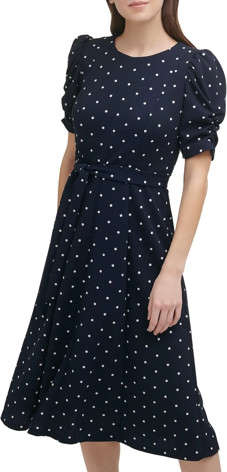 DKNY womens Jewel Neck Scuba Crepe Dress