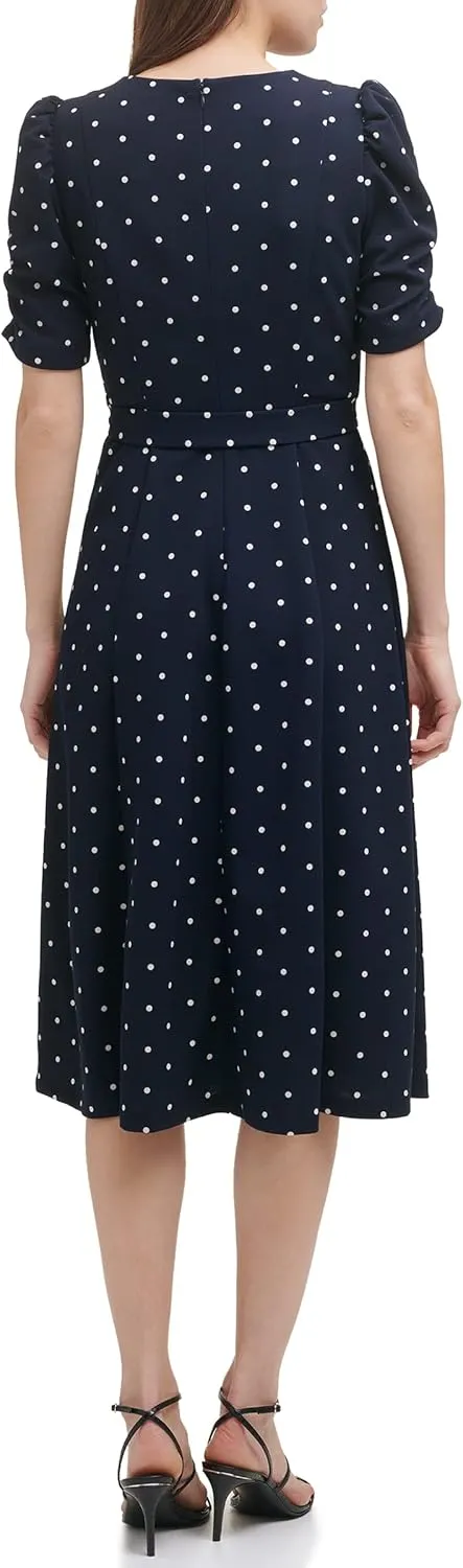 DKNY womens Jewel Neck Scuba Crepe Dress