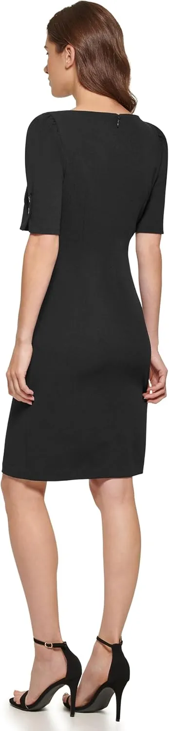 DKNY womens Open Sleeve Ruched Sheath Dress