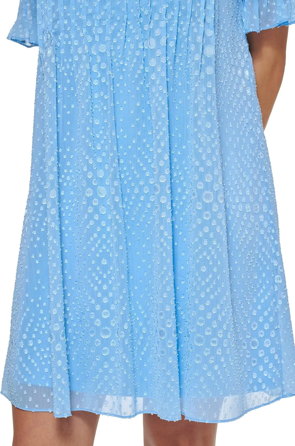 DKNY womens Pleated Front Cinch Sleeve Flowy Dress