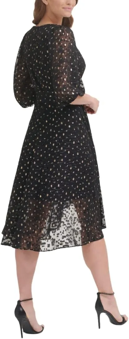 DKNY womens Print Faux Wrap Dress