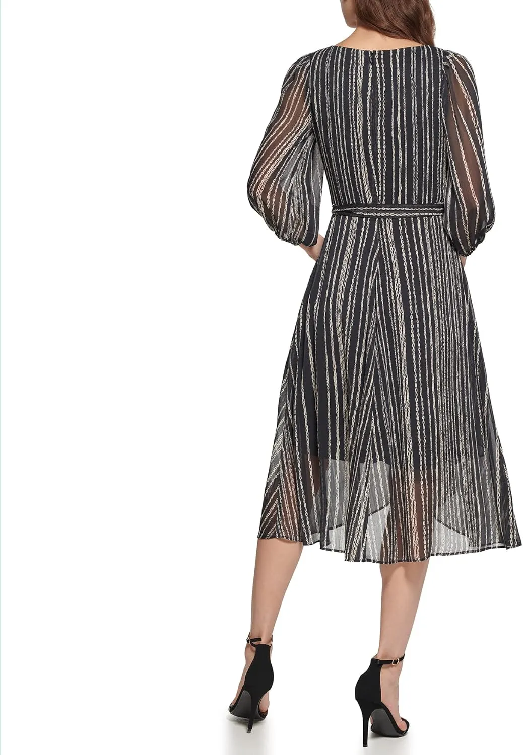 DKNY womens Print Faux Wrap Dress