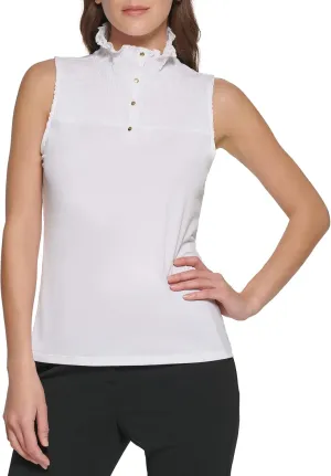 DKNY Women's Rib-Trim Satin Sleeveless Top