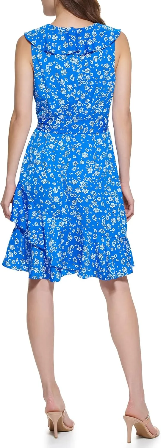 DKNY Women's Ruffle Faux Wrap Dress