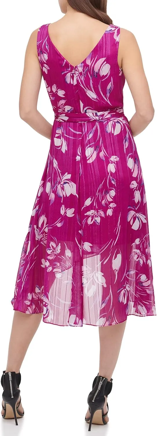 DKNY womens Sleeveless Faux Wrap Dress