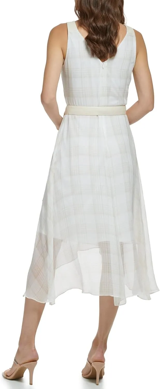 DKNY womens Sleeveless Faux Wrap Dress