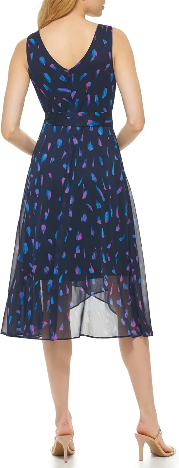 DKNY womens Sleeveless Faux Wrap Dress