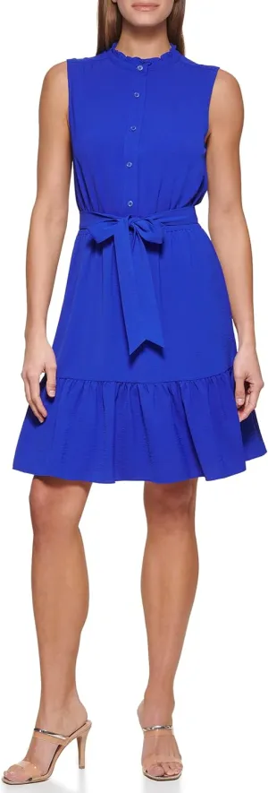 DKNY womens Sleeveless Fit and Flare Trapeeze Dress