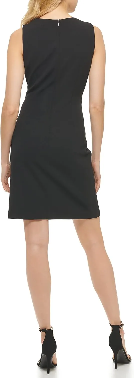 DKNY womens Sleeveless Knot Sheath Dress