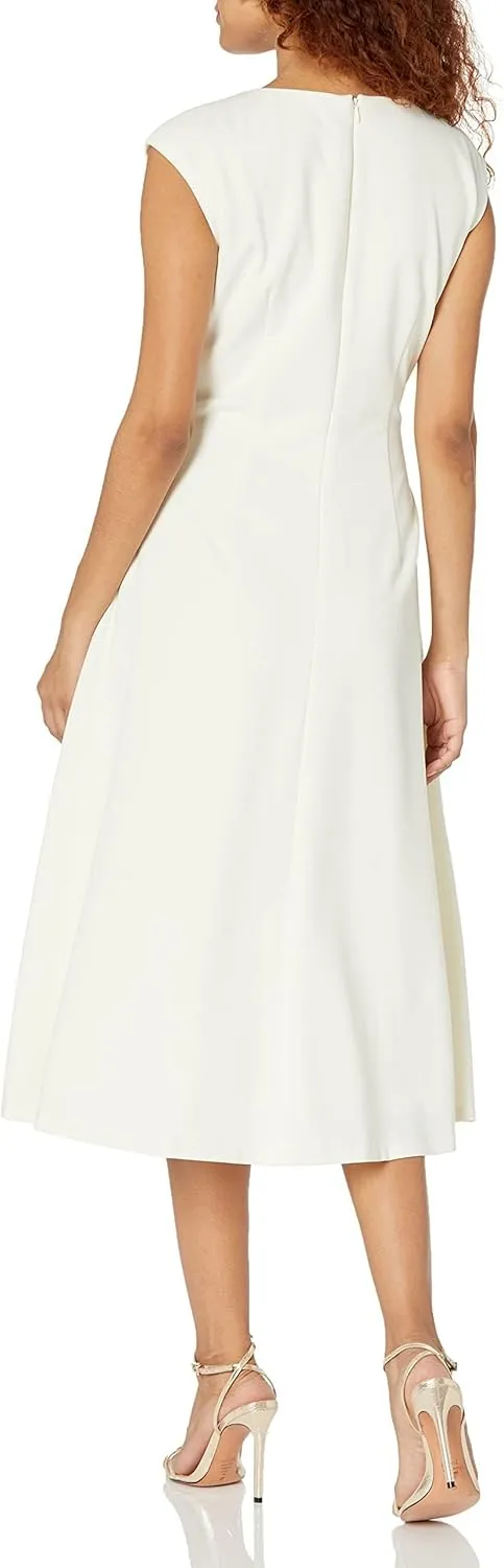 DKNY womens Sleeveless Mixed Media Midi Dress