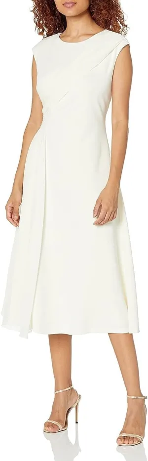 DKNY womens Sleeveless Mixed Media Midi Dress