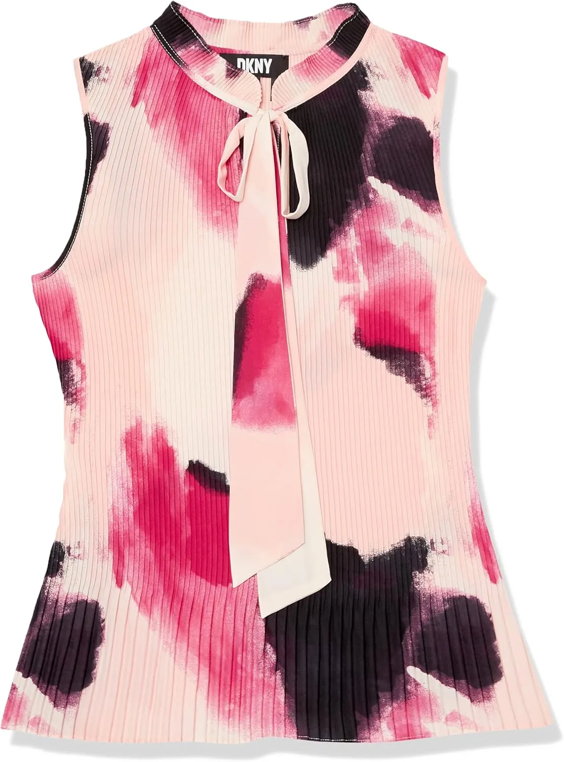 DKNY Women's Sleeveless Neck Tie Blouse