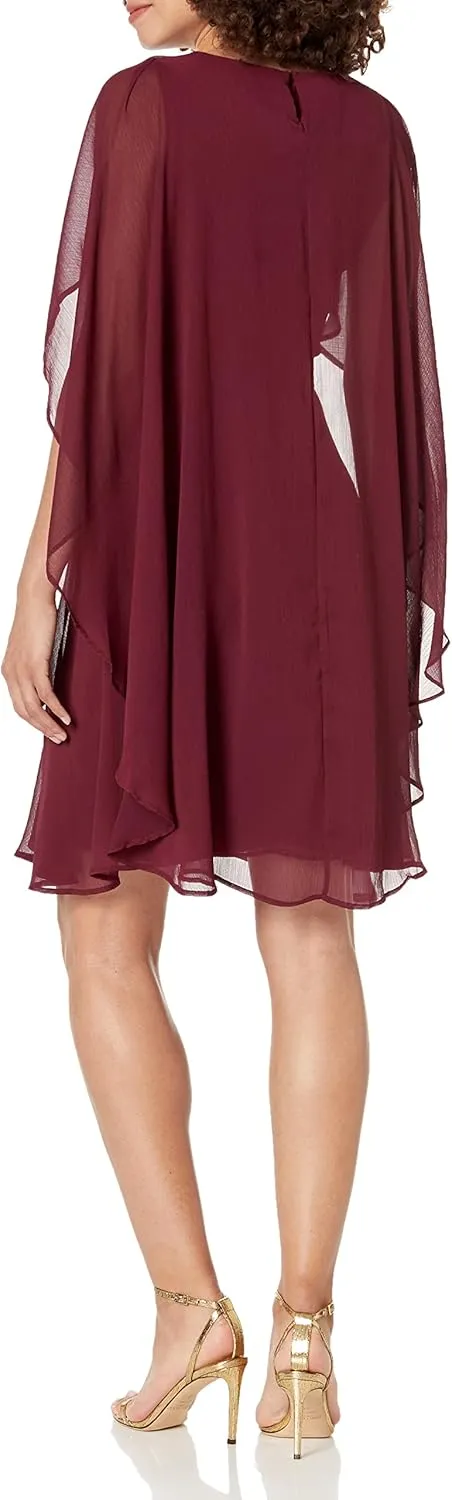 DKNY womens V-neck Cape Dress