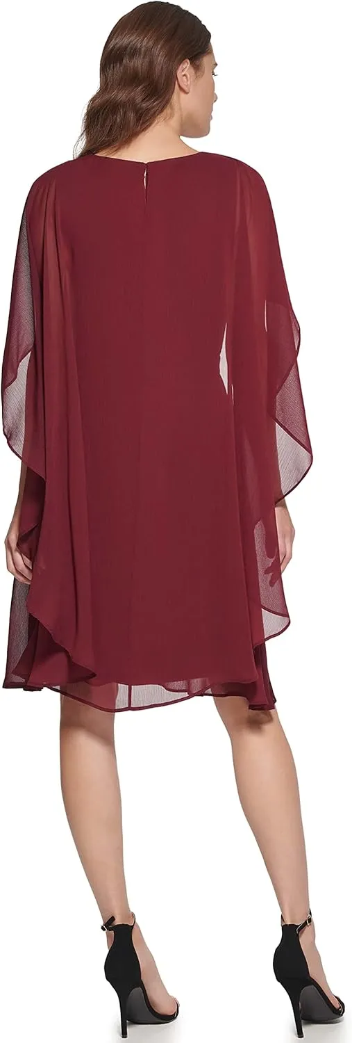 DKNY womens V-neck Cape Dress