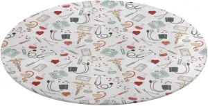 Doctor Nurse Small Bedroom Coral Fleece Circular Floor Mat, Non Slip and Washable 90 * 90cm