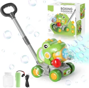 Dolanus Bubble Machine for Toddlers: Dinosaur Boxing Bubble Machine Push Car, Bubble Lawn Mower, Toddler Toy for Outdoor, Toys for Ages -4, Gifts for 3 4 5 Year Old Kids Girls Boys Birthday