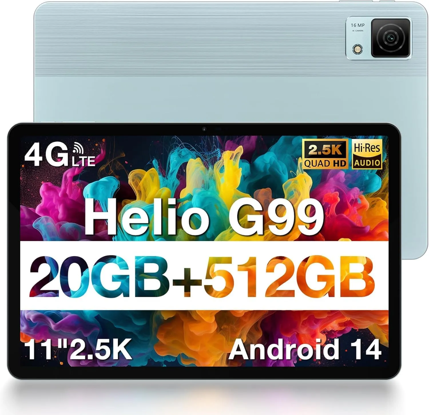 DOOGEE T40 Android Tablet,20GB 512GB/2TB Expand,11 inch Tablet Helio G99 Octa-core,Android 14 with 8580mAh Battery,IPS 1600x2560 Display,4G LTE Cellular,Face ID