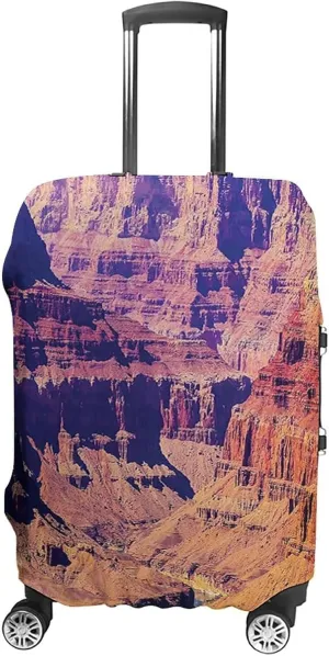 Double-sided Printed Luggage Cover, Canyon Travel Suitcase Cover, Grand Canyon in Arizona Base Elevations North, Fits 22-24 Inch Luggage, Washable Dustproof Anti-Scratch, Brown