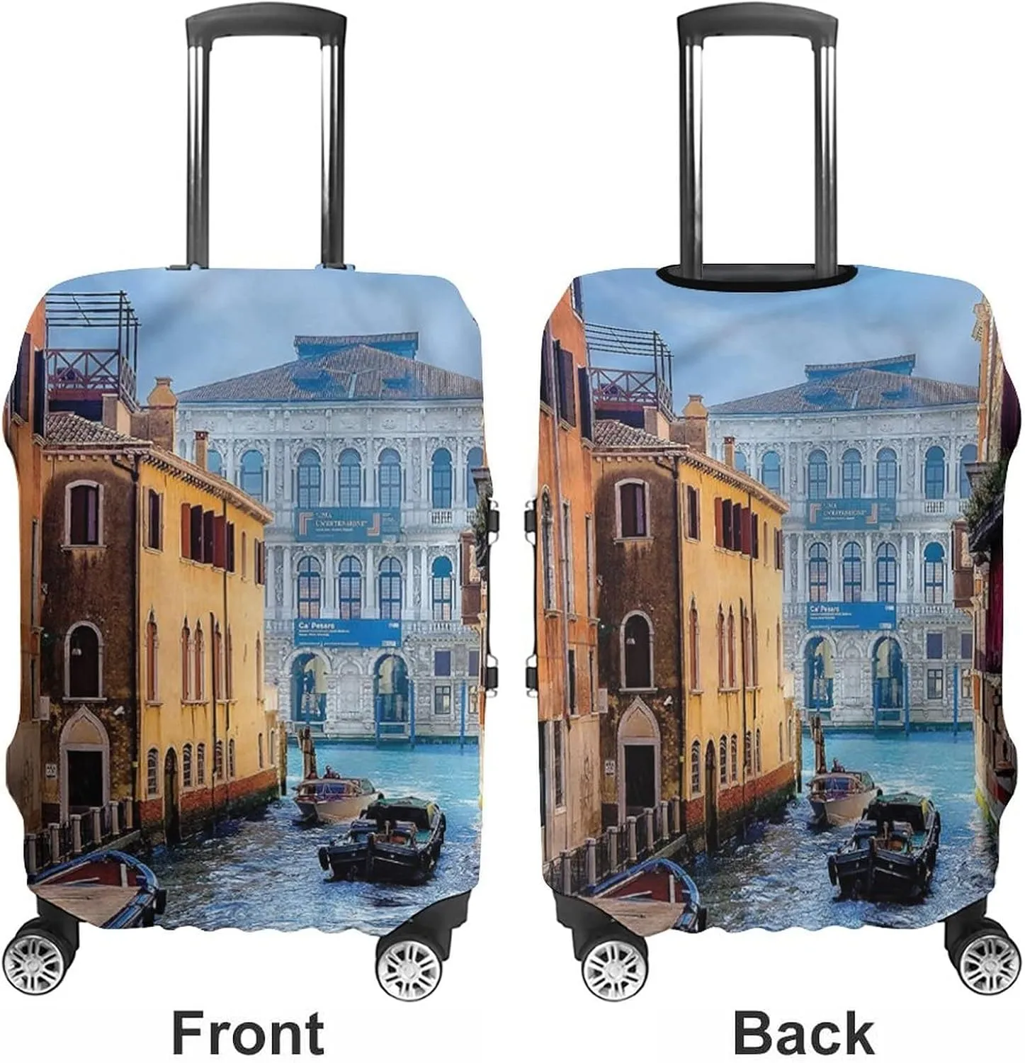 Double-sided Printed Luggage Cover, Cityscape Elastic Travel Luggage Cover, Canal in Venice Italy, Fits 22-24 Inch Luggage, Great For Vacation Travel, Multicolor